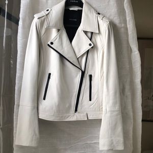 GUESS by MARCIANO GENUINE LEATHER MOTO / BIKER JACKET — OFF WHITE